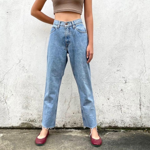 VTG Y2K LEVIS 550 TAPERED FIT HIGH RISE REWORKED RAW SPLIT-HEM DENIM JEANS 10/12 - Picture 7 of 16